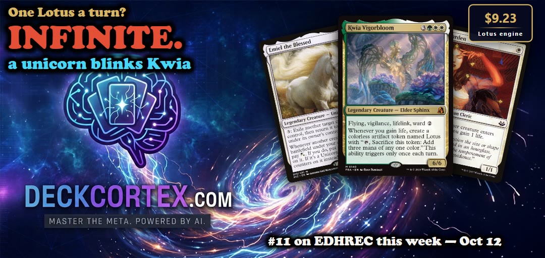 Kwia Vigorbloom Makes One Lotus a Turn. The Deck Everyone Copies Blinks Her With a Unicorn and Goes Infinite