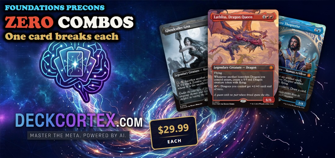 Foundations Commander Decks Ship Zero Combos — One Card Breaks Each